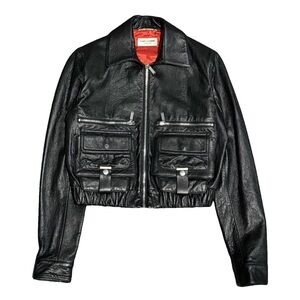 Saint Laurent Black Leather Cropped Jacket